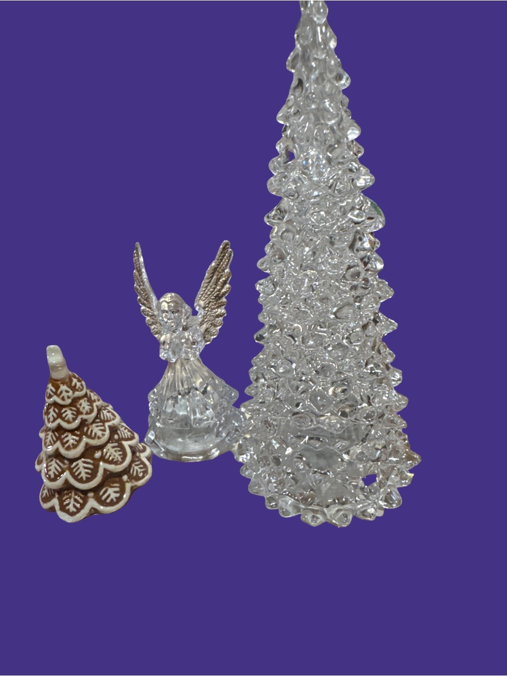 Clear Glass Holiday Tree and Angel Home Accent Set - Clear
